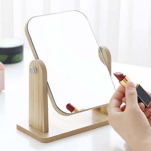 마켓플랜 회전 우드 고화질 탁상 거울