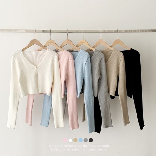 순이 S.여성 말랑 골지 크롭 가디건