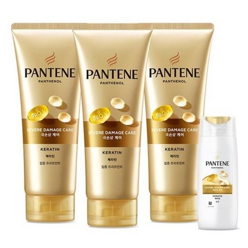 팬틴 케라틴 극손상케어 트리트먼트 220ml 3p + 샴푸 90ml 세트