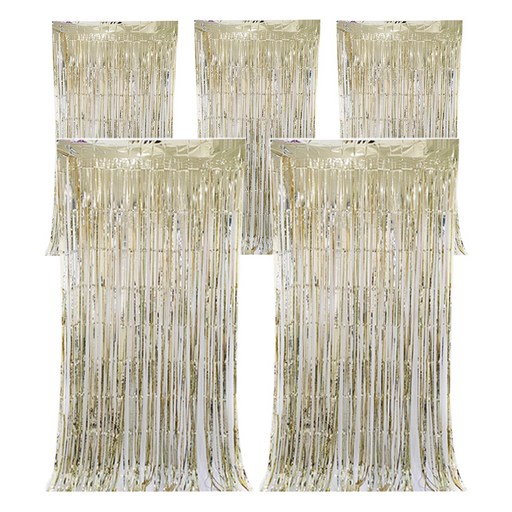 코히모 파티 장식 커튼 5W0328, 5개, 샴페인골드