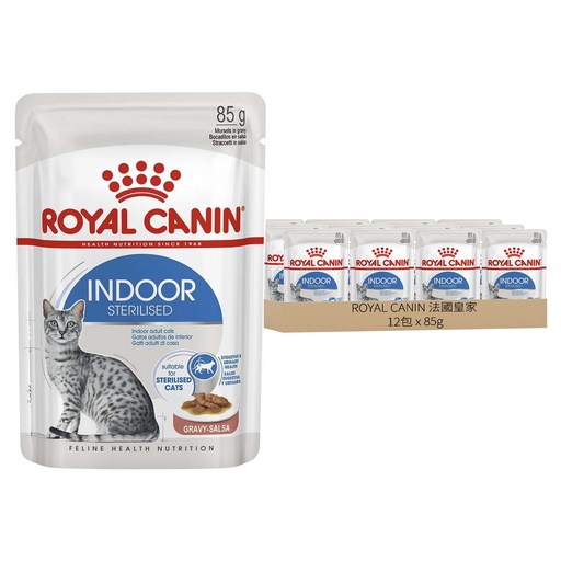 ROYAL CANIN 法國皇家 成貓 室內貓濕糧 IN27W, 肉 + 穀物, 85g, 12包