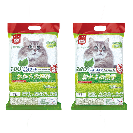 EcoClean 豆腐貓砂, 2袋, 7L, 綠茶