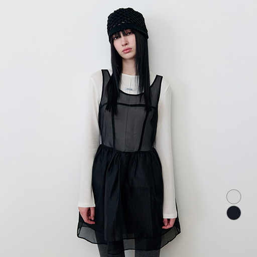 로라로라 여성용 오간자 리본 미니 원피스