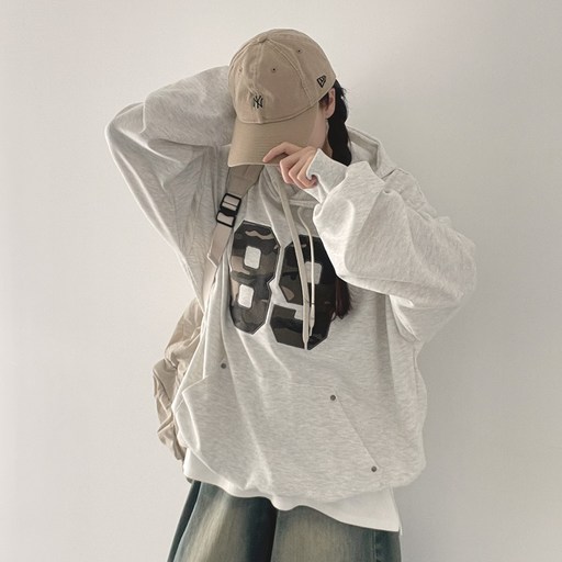 위드후이린 카모 패치 오버핏 후드