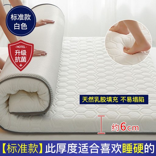 바닥 토퍼 매트리스 수면 접이식 침대 라텍스 싱글 3단 1인용 접는 딱딱한, 항균-화이트 6cm