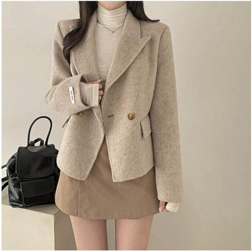 여성 울코트 미디 기장 오피스 캐주얼 가을 겨울 아우터