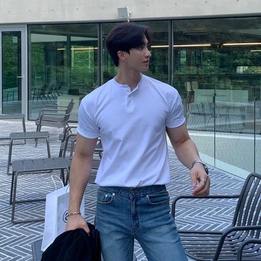 ANYOU 남성용 부드럽고 편안한 헨리넥 셔츠 스포츠 캐주얼 티셔츠