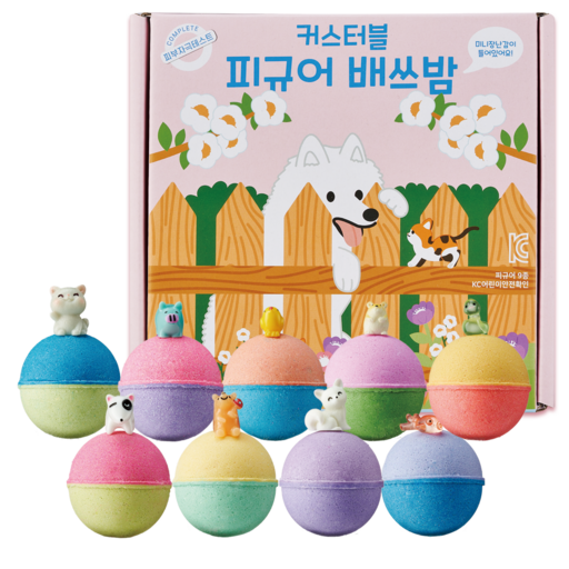 [국내생산] 커스터블 피규어 배쓰밤 9구 세트, 반려동물
