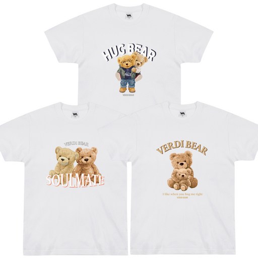 곰돌이 러블리 111 베이직핏 반팔 티셔츠 20수 여성 남자 반팔티 3장