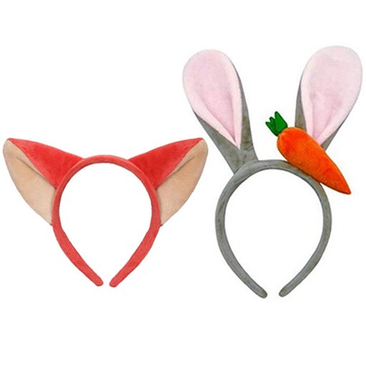 쿠이시 인형 동물 머리띠 닉 주디 여우 토끼 세트