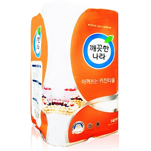 깨끗한나라 아껴쓰는 천연펄프 키친타올 140매 8롤 2개