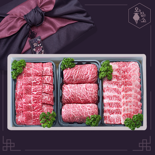 오늘잡은소 1+ 한우 한돈 고기 선물세트 꽃등심 갈비 정육 양지 (냉장)