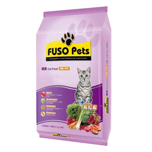 FUSO Pets 貓食, 鮭魚 + 牛肉, 9.07kg, 1袋