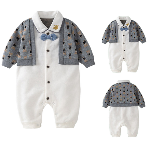 몽실이 꼬마신사 긴팔우주복 유아용 아기 외출복 돌선물 백일선물