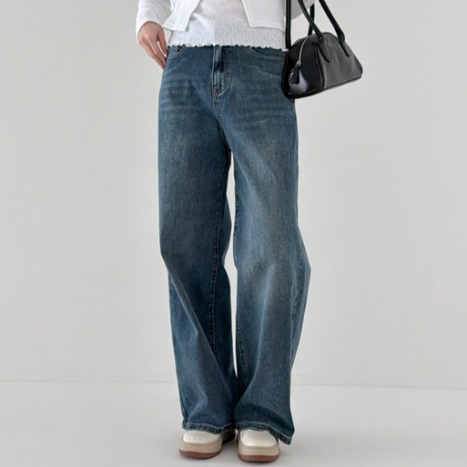 라라온 여성용 숏기본롱 기장 와이드 밴딩 스판 청바지 25TSP3388