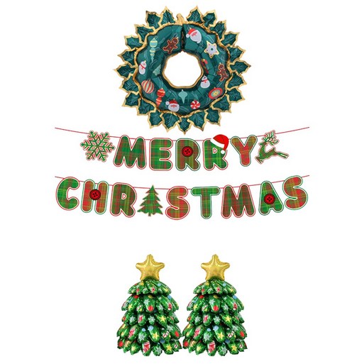 크리스마스 세트 풍선 가랜드 파티장식 소품 혼합풍선 트리 데코 홈파티용품 에브리띵스마일 1077, 1세트, 타입 20