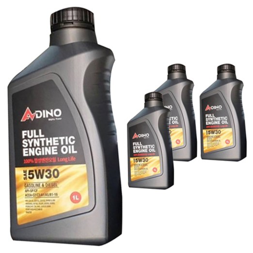 아디노 벨퍼포먼스 고성능 롱라이프 합성엔진오일, 4개, 5w30, 1L