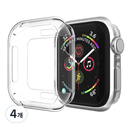 우먼스9999 애플워치 6  5  4  3  SE 범퍼케이스 40mm, 투명, 4개