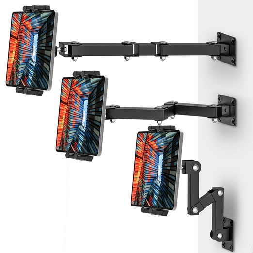 벽걸이 태블릿 스마트폰 거치대 금속암 접이식 신축 드릴설치형 다각도조절 4.713.5인치 만능호환 견고안전