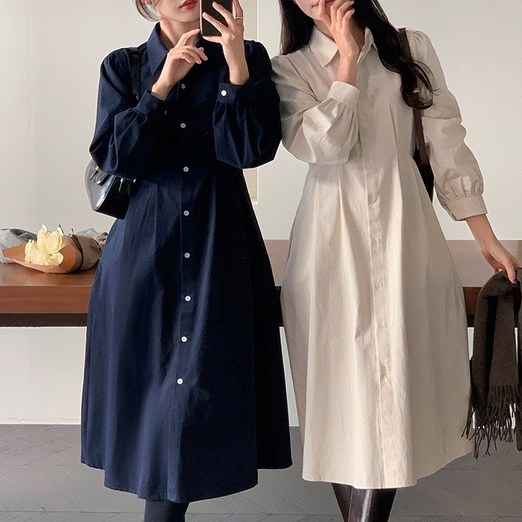 와이와이YY 셔츠 카라 롱 원피스