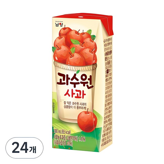 남양과수원 사과주스, 190ml, 24개 남양과수원 사과주스, 190ml, 24개