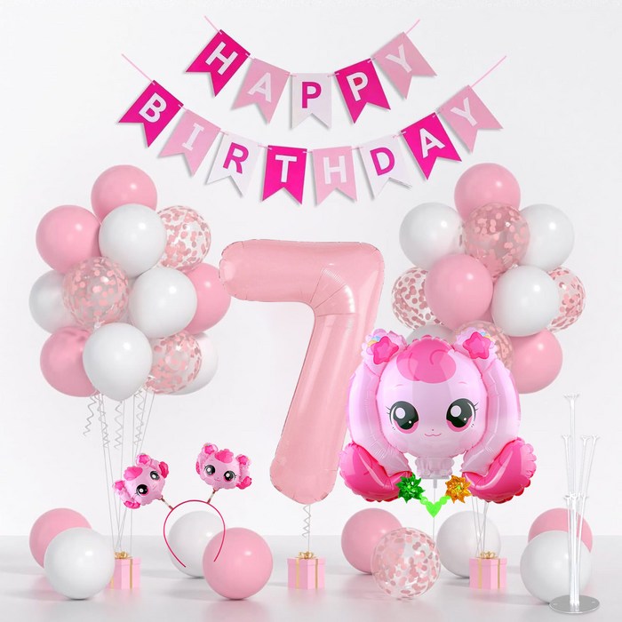 뷰라뷰 캐릭터 생일파티 풍선 세트, 캐치 티니핑 하츄핑 숫자7, 1세트