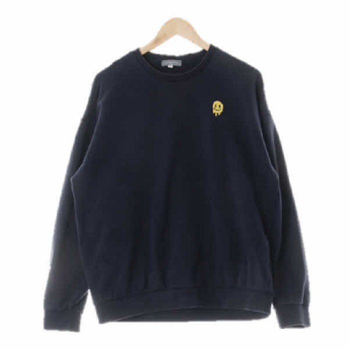 3026 커스텀멜로우 네이비 면 고스트스마일맨투맨 95