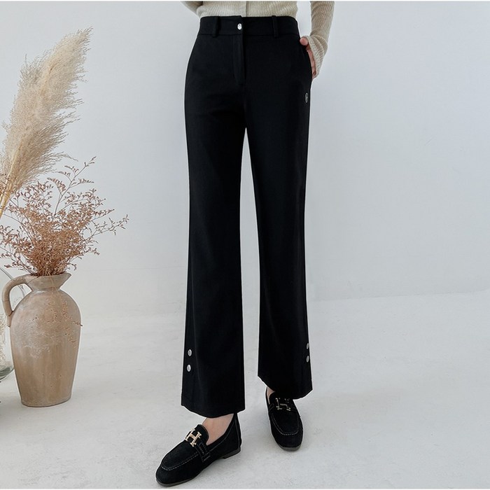 당일출고 나나민 여성 일자핏 프리미엄 정전기 방지 겨울 울 슬랙스 밴딩 팬츠