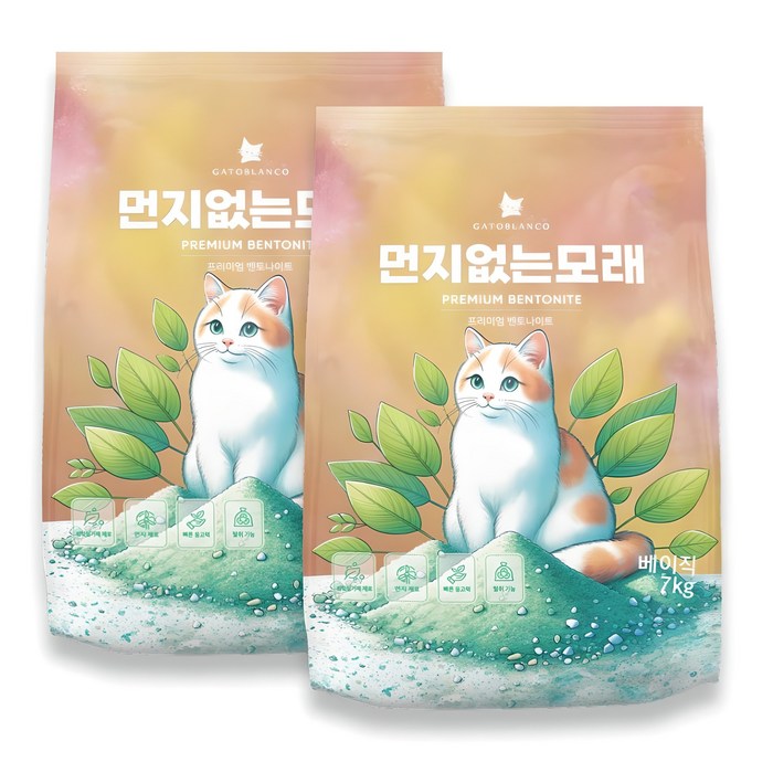 고양이 벤토나이트 먼지없는 모래 베이직, 7kg, 2개, 무향, 2개, 7kg 고양이 벤토나이트 먼지없는 모래 베이직, 7kg, 2개, 무향, 2개, 7kg
