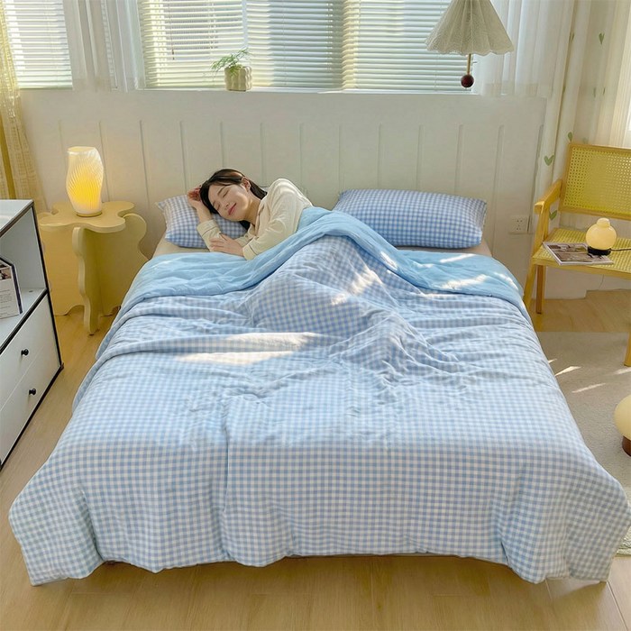 마술사 체크 무늬 대두섬유 여름 이불 부드러움 통기성