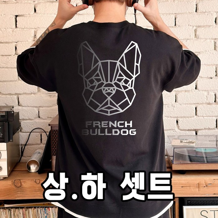 레이어드 그라데이션 불독 반팔티  반바지 상.하 셋트 빅사이즈 오버핏미라클
