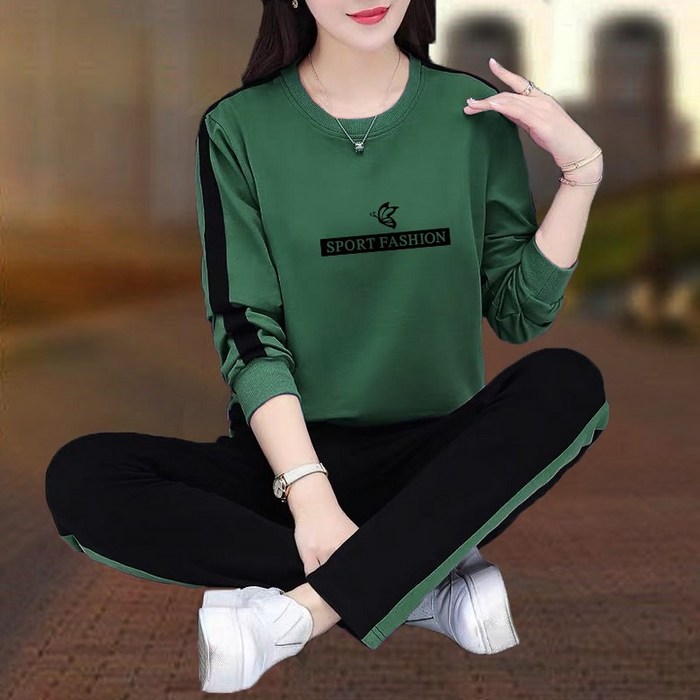 COSYEVNO  여성 캐주얼  스포츠 패션 라운드넥 맨투맨 긴팔 상하복 세트 봄가을 1CXJ
