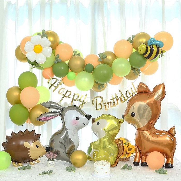 [피앤비유니티]초록마을 데이지와 동물 친구들 생일 풍선세트 - 쇼핑앤샵