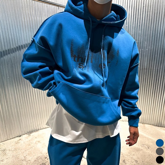 남자 빅사이즈 이중지 합포 데끼 후드 티셔츠 기모 커플후드티 오버핏후드 간절기