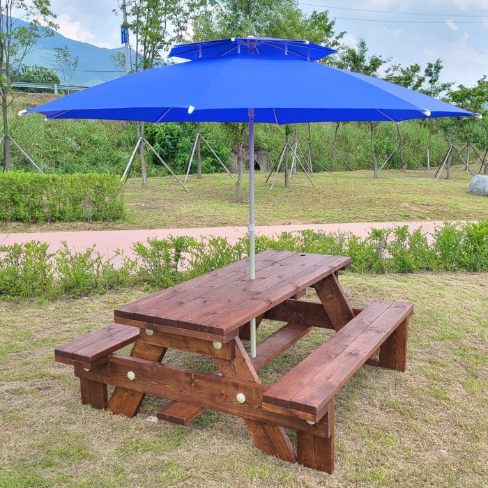 올리브가구 정품형 야외 테이블 세트 방부 방수 원목 평상 야외용 탁자 피크닉 4인용 무도색