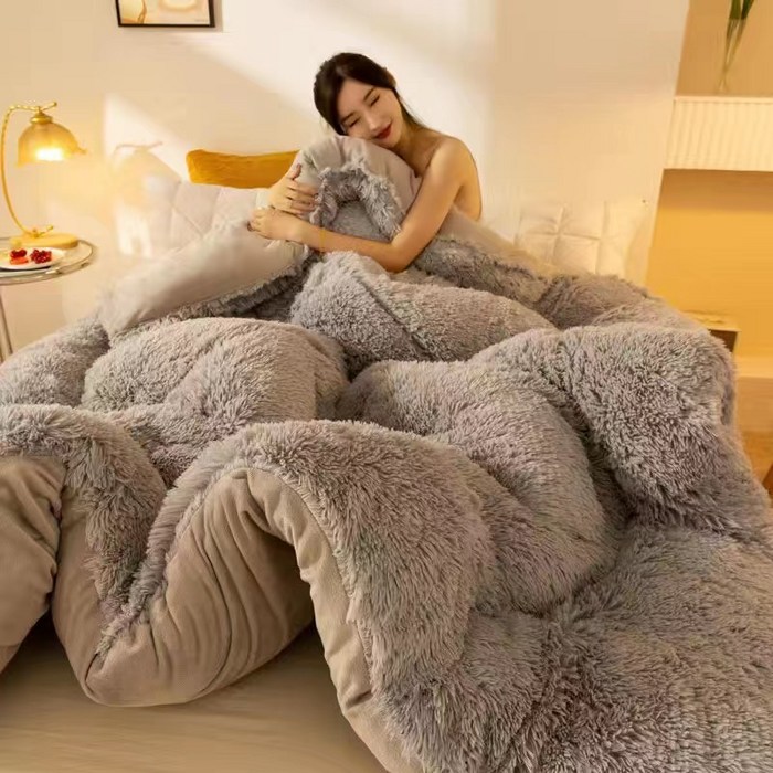 PLOVE 가을 겨울용 극세사 두꺼운 이불 자가발열 히팅솜