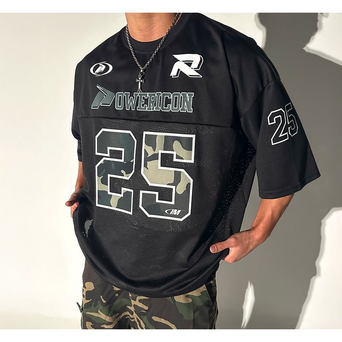 카모 25 럭비 매쉬 져지 블록코어 오버핏 럭비티 남녀공용 짐웨어 도프룸