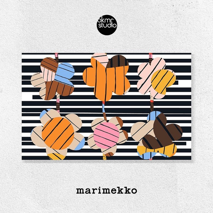 마리메꼬 솜마르 꽃그림 멀티컬러 일러스트 대형 패브릭액자, 멀티컬러