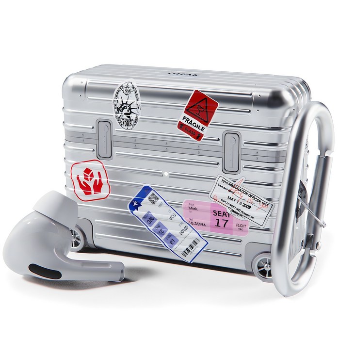 미아크 에어팟 캐리어 케이스  스티커 3종 세트, 에어팟프로12세대, 실버, 1개