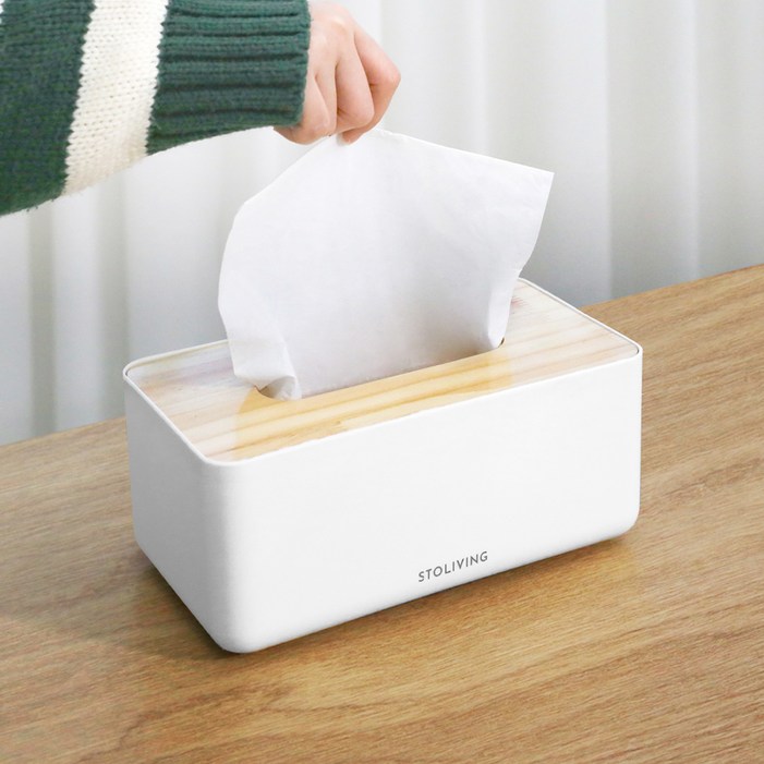 스토리빙 원목 휴지케이스 사각