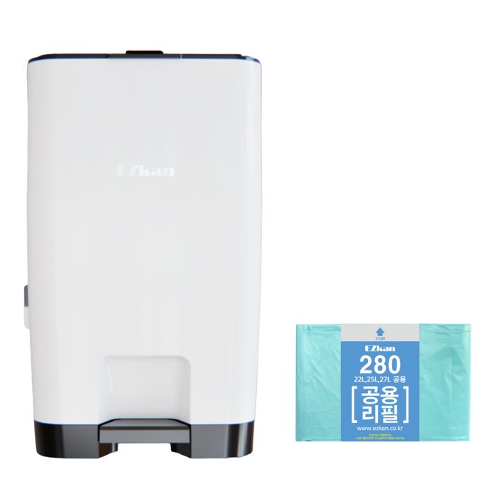 이지캔 종량제봉투 호환 투톤 기저귀 쓰레기통 + 리필 롤 280 세트