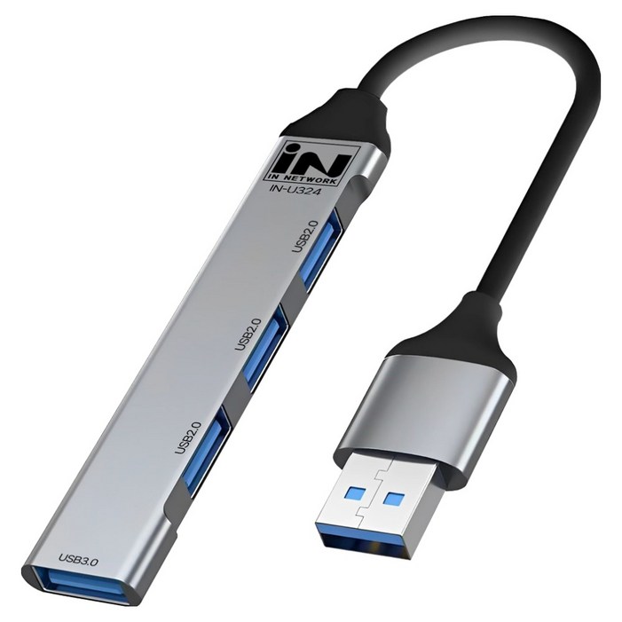 인네트워크 USB3.0 1포트 USB2.0 3포트 알루미늄 초슬림 USB 4포트 확장 허브 INU324