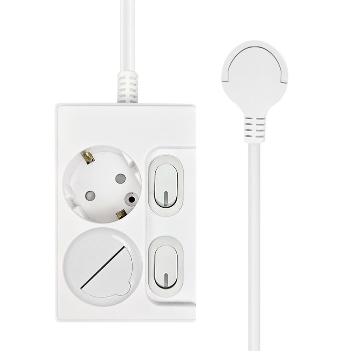 원스탑 재로갭 슬림 개별 스위치 멀티탭 2구 16A + 안전커버