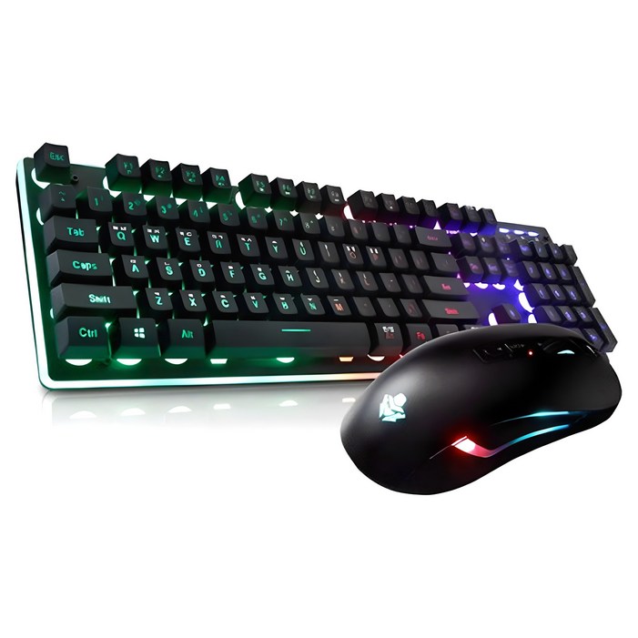 앱코 HACKER 레인보우 LED 게이밍 키보드  마우스 세트