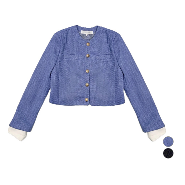 올리브데올리브 여성용 소매셔츠탈착 트위드 숏 재킷