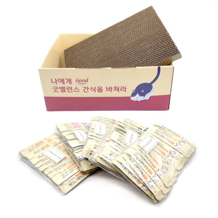 굿밸런스 짜먹는 고양이 간식 200p + 스크래쳐 박스 세트