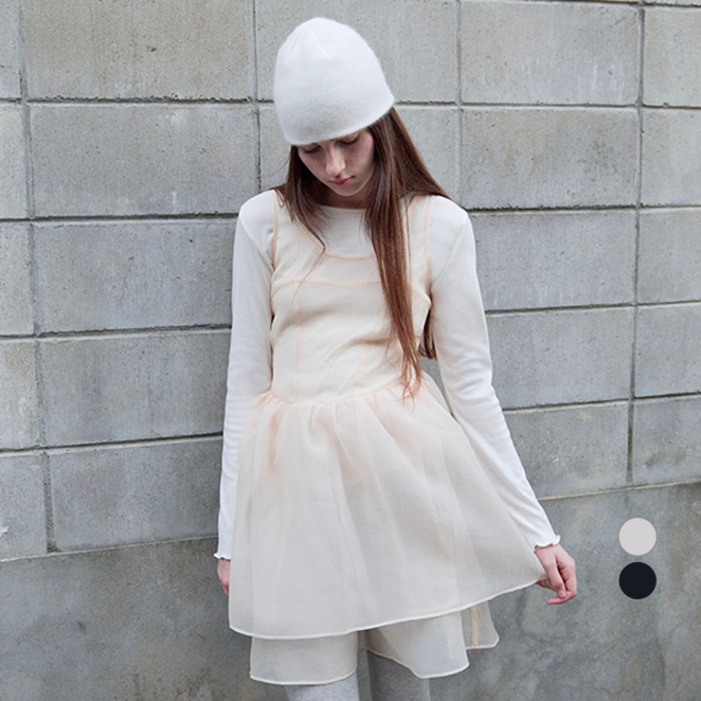 로라로라 여성용 오간자 리본 미니 원피스