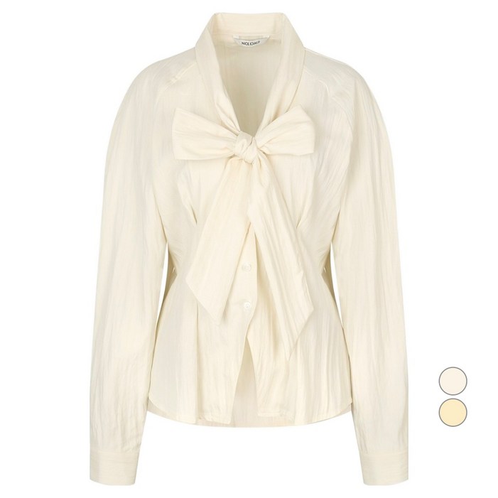 나이스클랍 여성용 타이 브이넥 블라우스 N234PWBA16