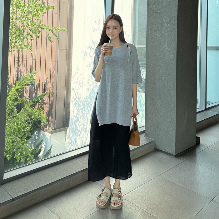 쥬시쥬디 컷아웃 니트 투인원 원피스 JZOP32HA