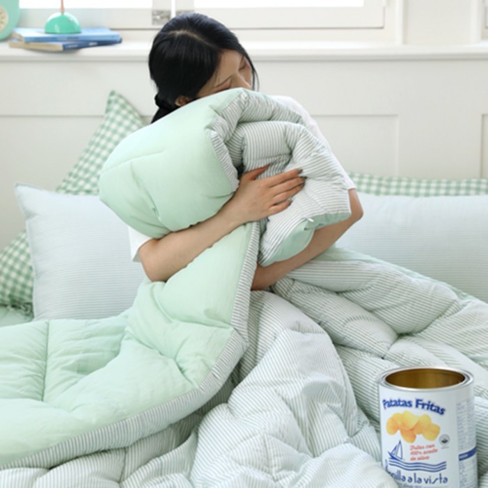 베이직톤 모던 스트라이프 60수 사계절 순면 차렵이불 기본 세트